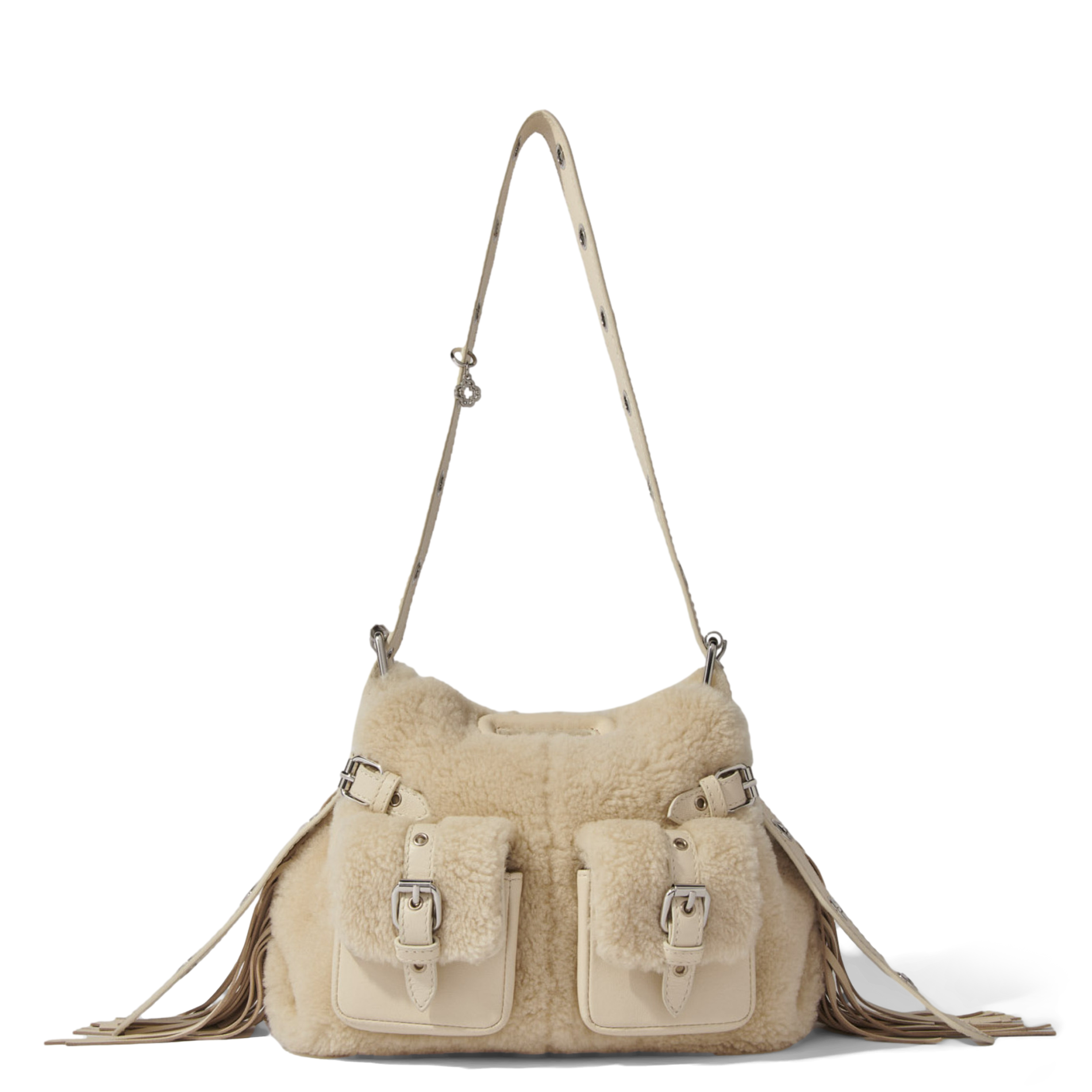 MISS M MINI MOUT POCKETS - Miss M Mini cargo effet fourrure | Blanc