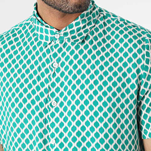 Chemise Manches Courtes Blanc Vert