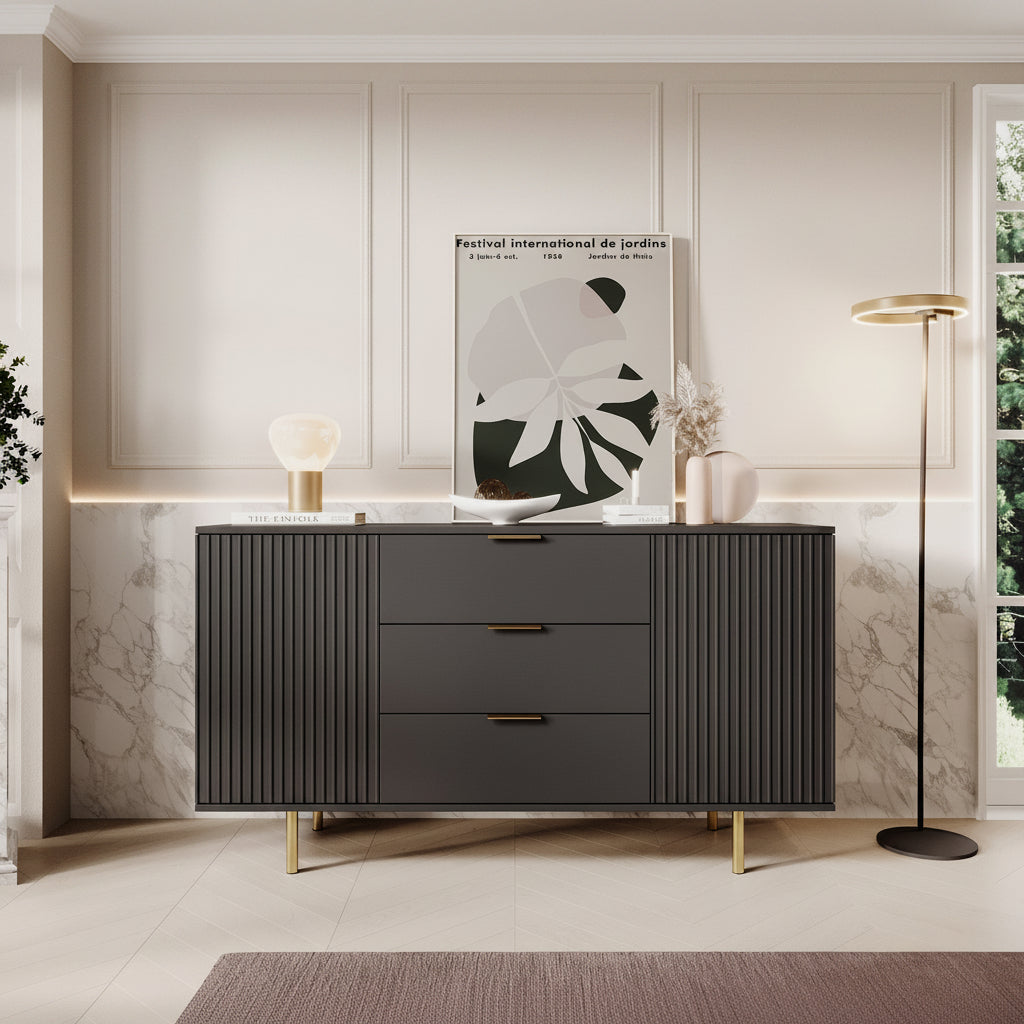 Nicola - Dressoir - Zwart - 150x41x80 cm