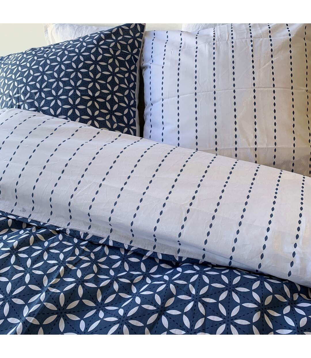 Parure de lit 260x240 cm coton HOLY Bleu