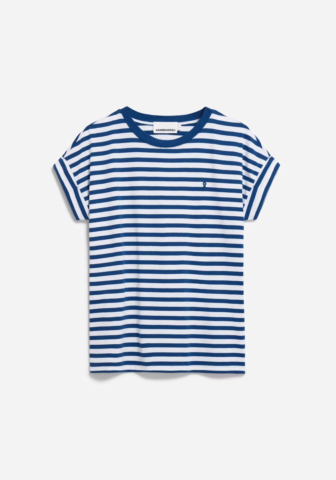Armedangels T-Shirt Idaara Stripes White-Lapis Blue