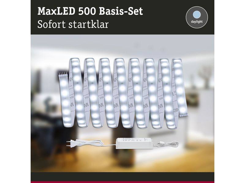 Paulmann LED-Stripe MaxLED 500 6500 K, 3 m Basisset Beschichteter LED-Streifen, kürzbar