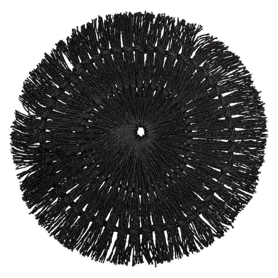 Secret de Gourmet Placemat - raffia zwart - rond - 38 cm