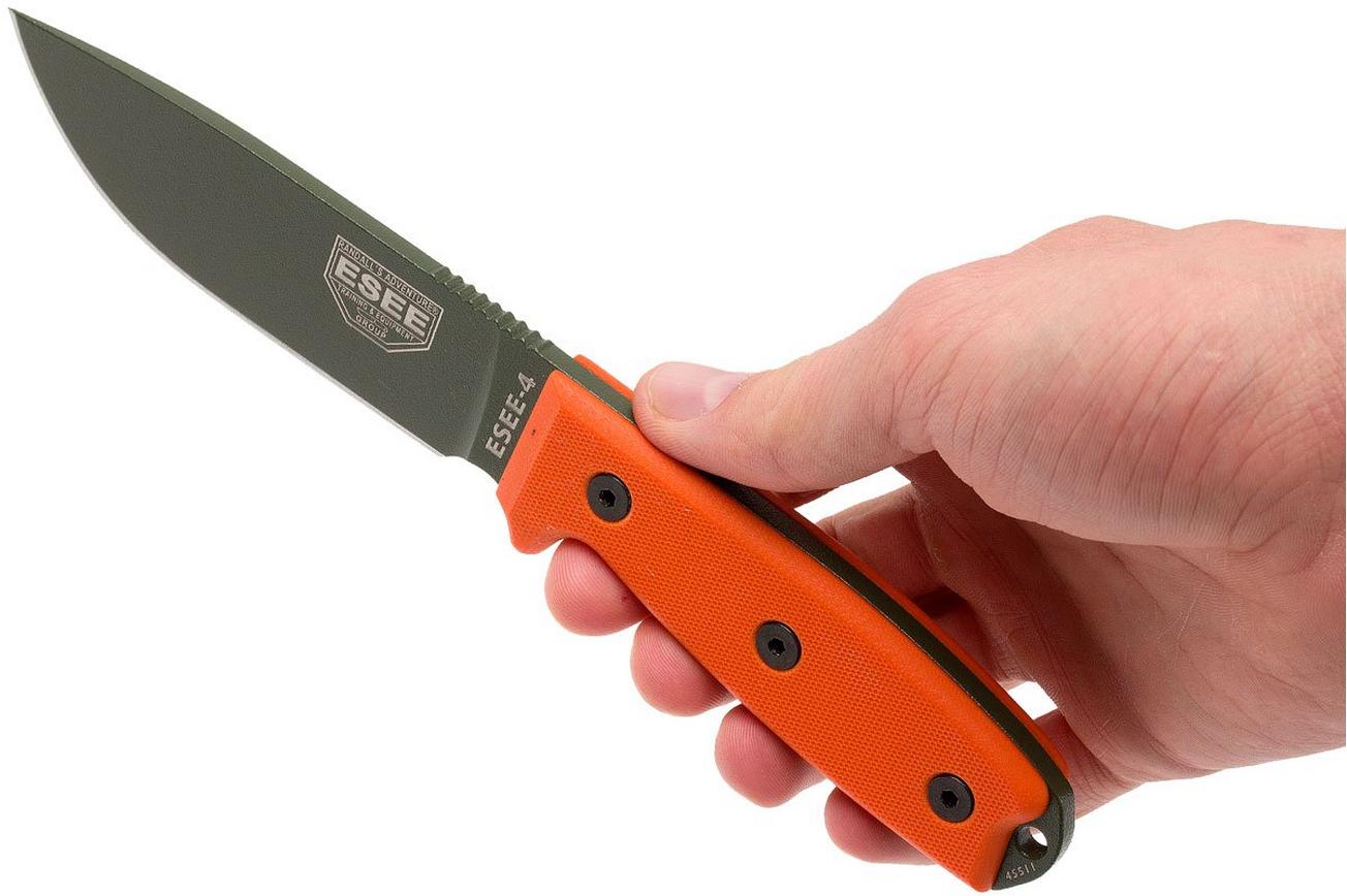 ESEE Model 4 OD blade, orange handle 4P-OD met schede   clip