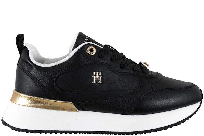 TOMMY HILFIGER FEMININE RUNNER SKO I SORT GLAT SKIND