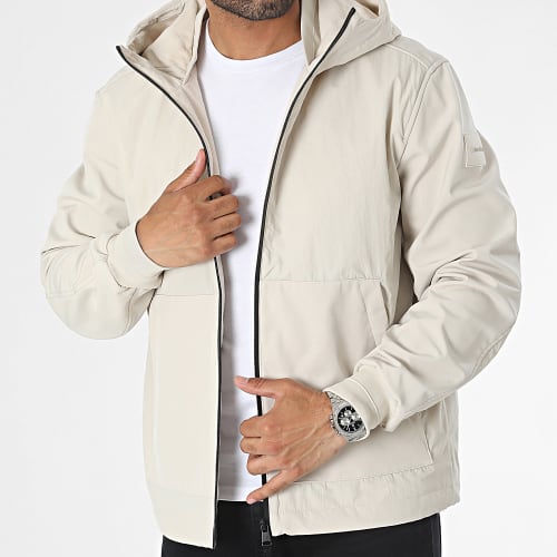 Veste Zippée Capuche Softshell Mix Media 1465 Beige
