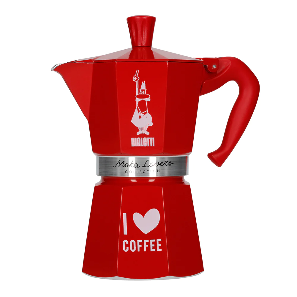 Cafetière Italienne Moka Express I love coffee 6 tasses rouge Bialetti