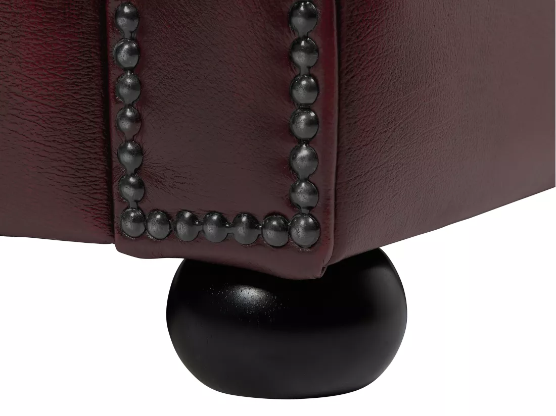 Canapé d'angle chesterfield BRENTON 100% cuir de buffle - Marron reflets châtains - Angle gauche