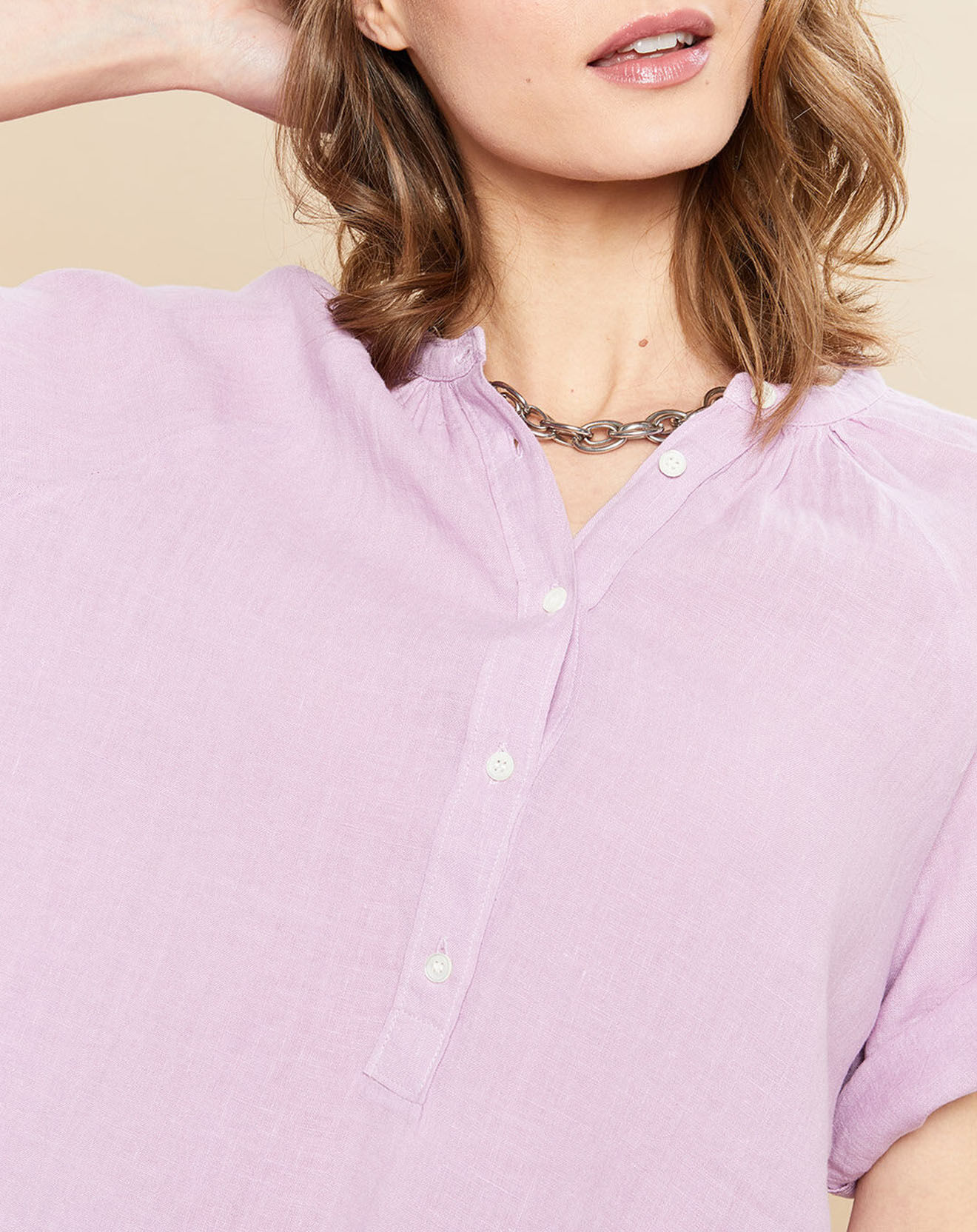 Hartford Blouse 100% Lin Colibri orchidée