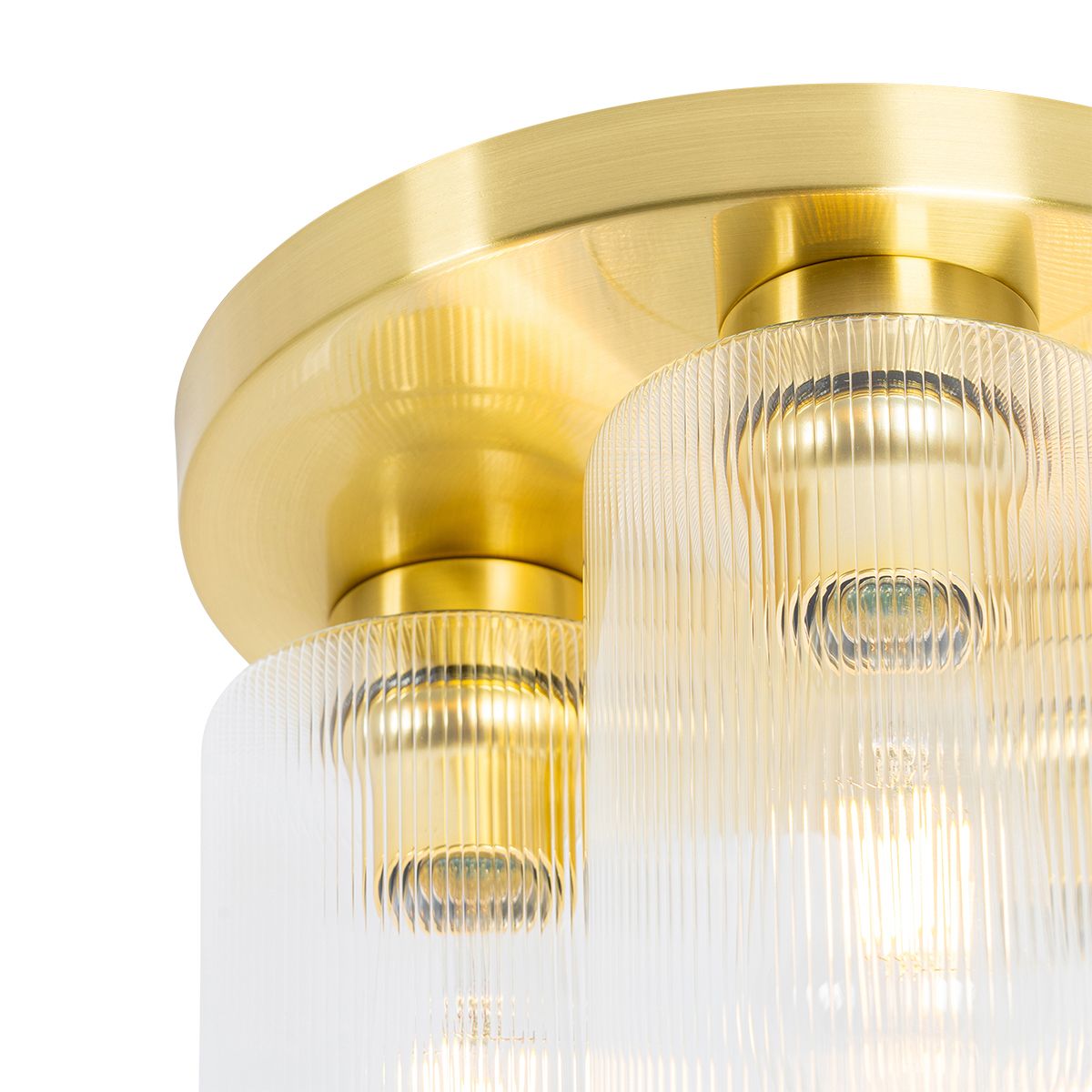 Art Deco plafondlamp goud met glas 3-lichts - Laura