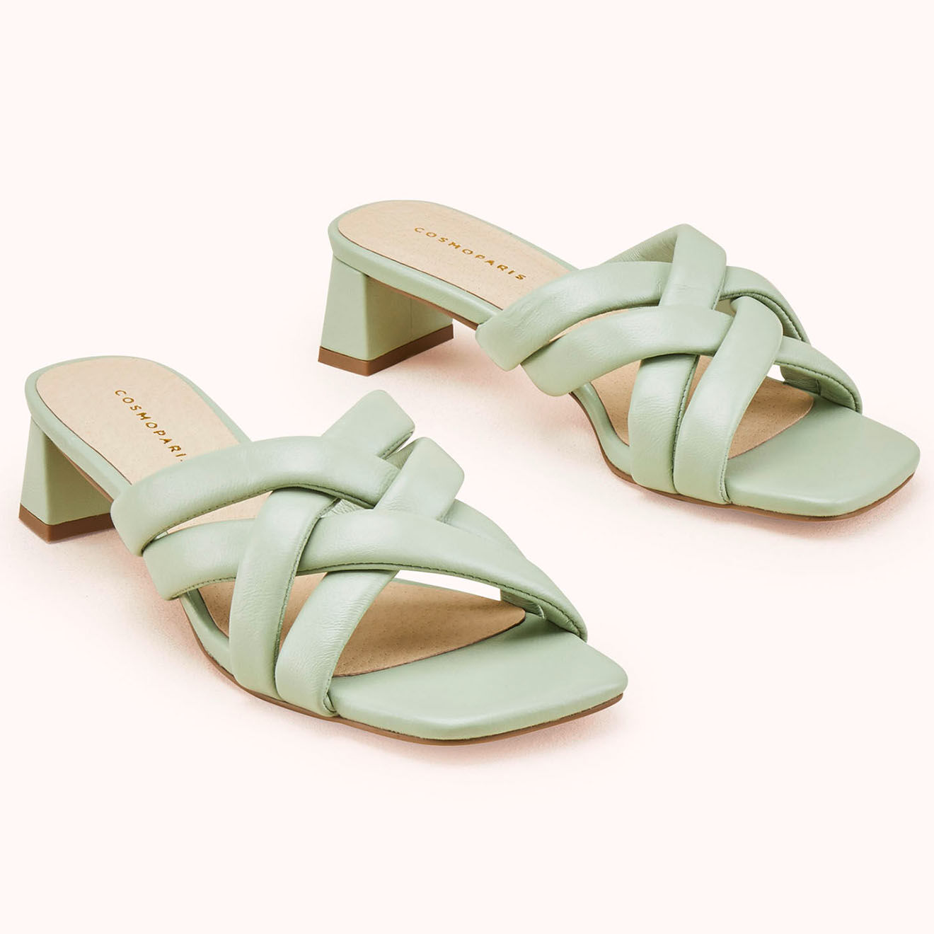 Cosmoparis Mules en Cuir Humi amande - Talon 5 cm