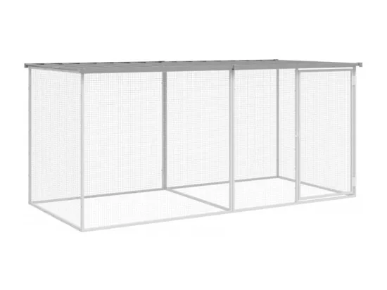 Poulailler avec toit gris clair 203x98x90 cm acier galvanisé