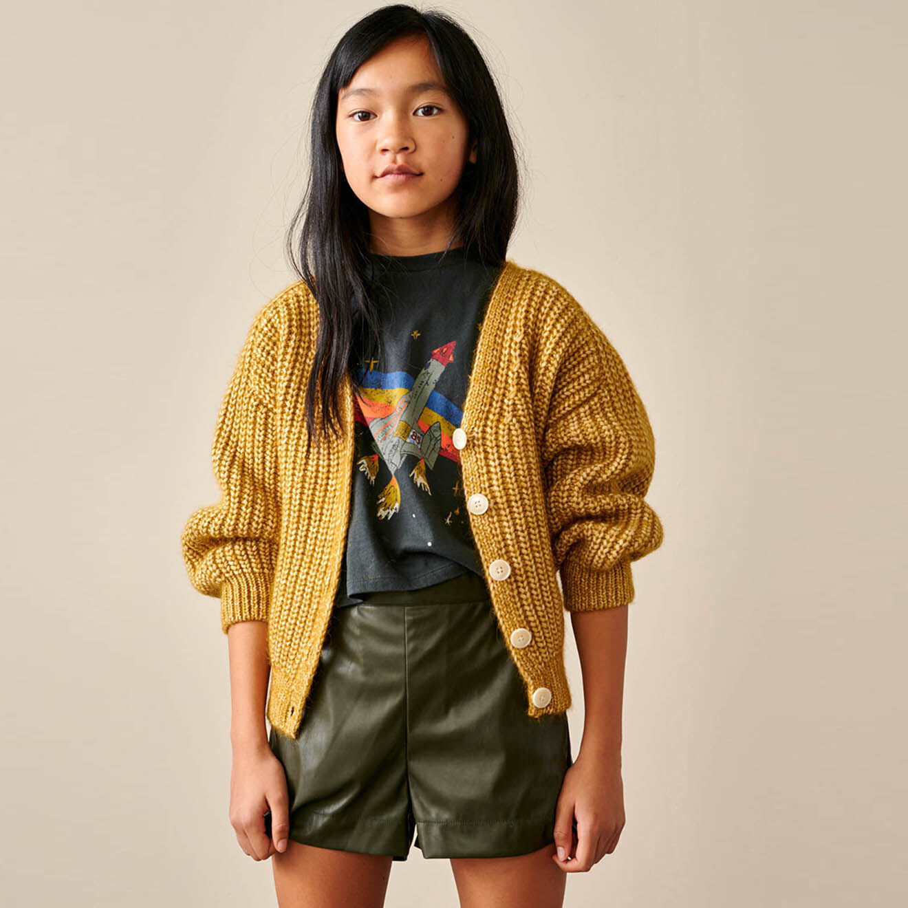 Bellerose Short Adelle en Cuir vegan vert foret