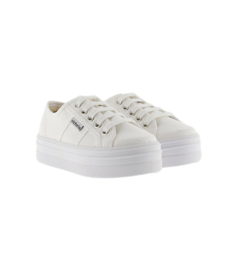 Victoria Plataforma de lona blanco -Altura plataforma: 4,5cm-