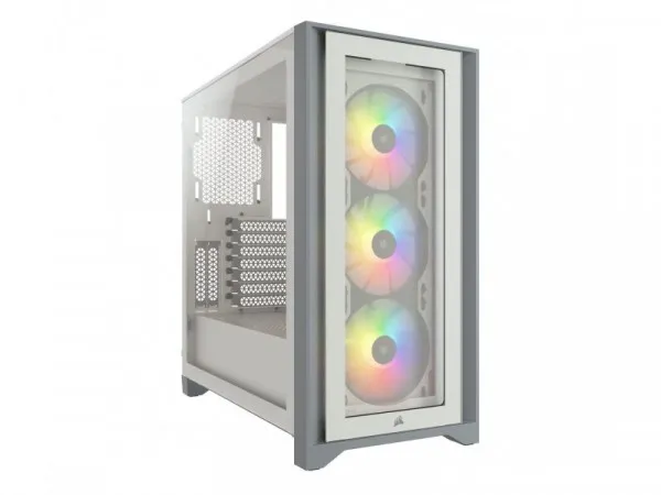 Corsair iCUE 4000X RGB – Miditower - ATX - ingen strømforsyning - Hvid - USB/Lyd