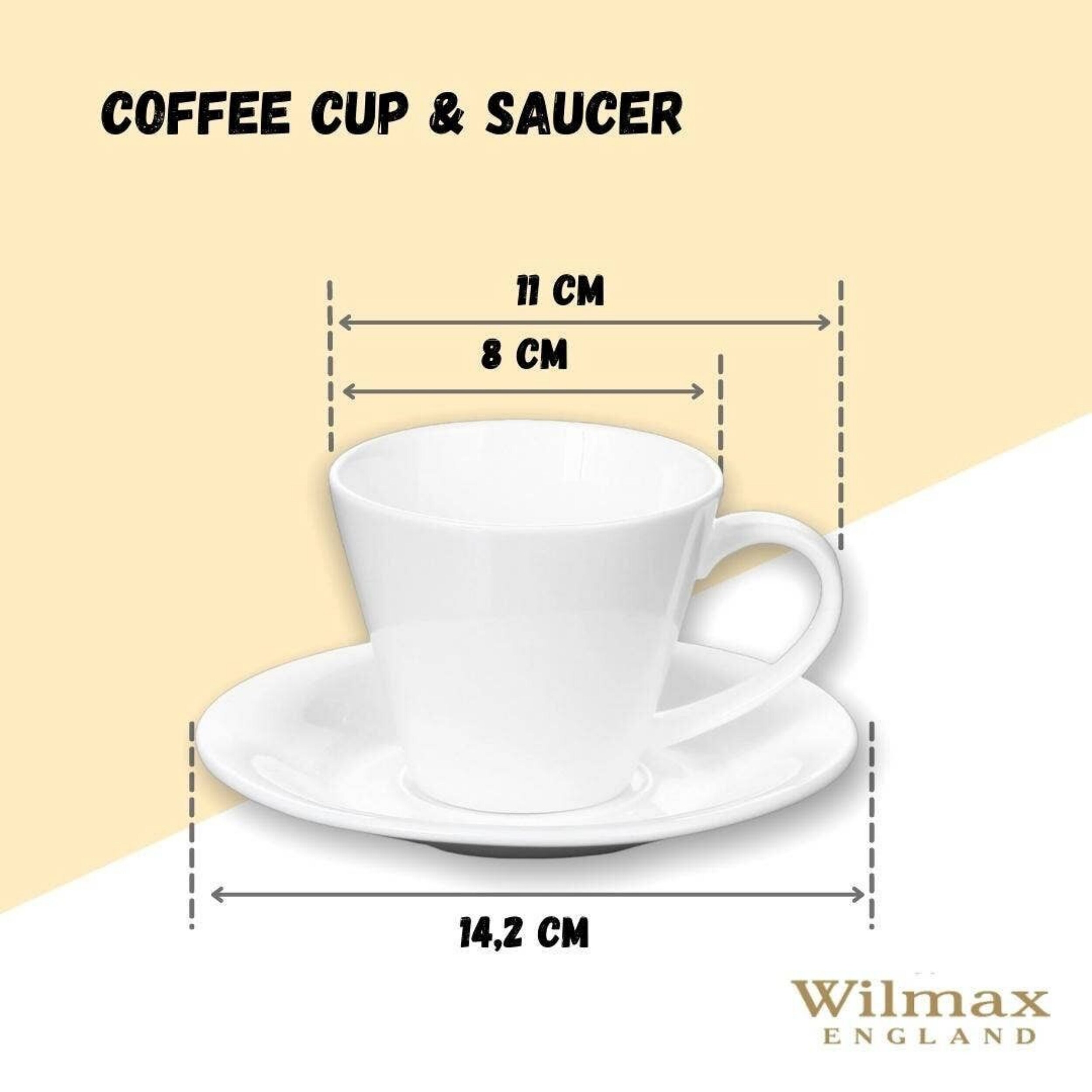 Wilmax Teetassen-Set - 2 Paar, 180 ml, Weißes Feinporzellan, Geschenkbox