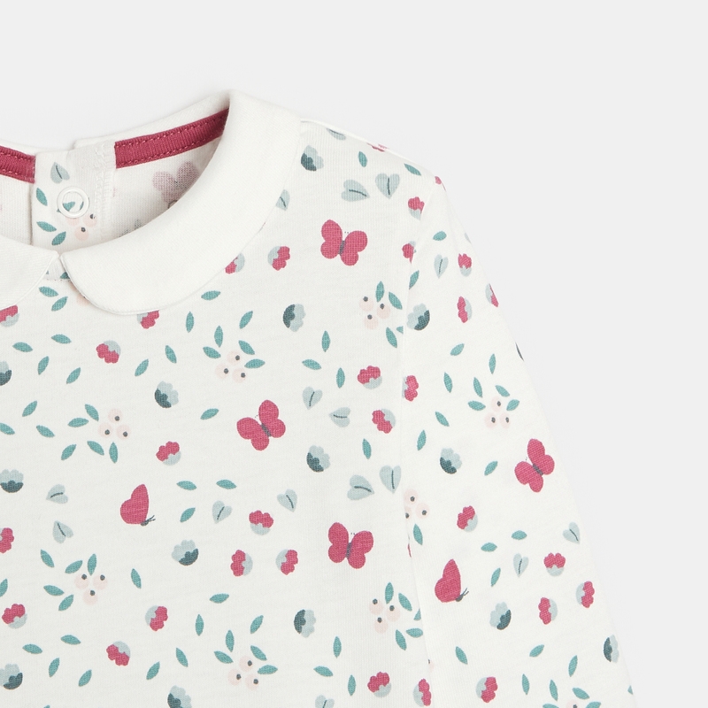 Dors-bien jersey papillons et fleurs blanc bébé fille