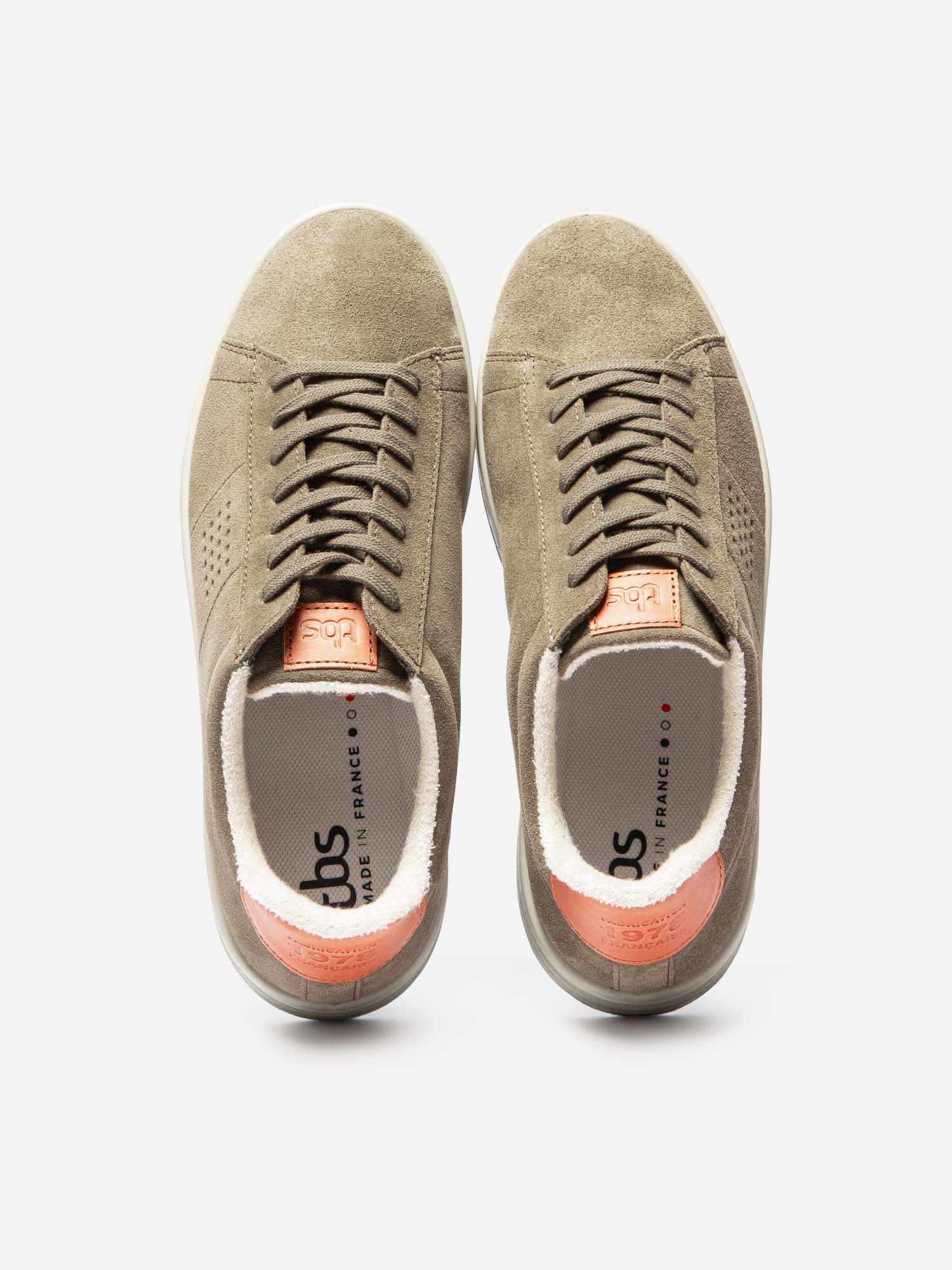 Baskets Homme Fabriquées En France Cuir Velours Kaki