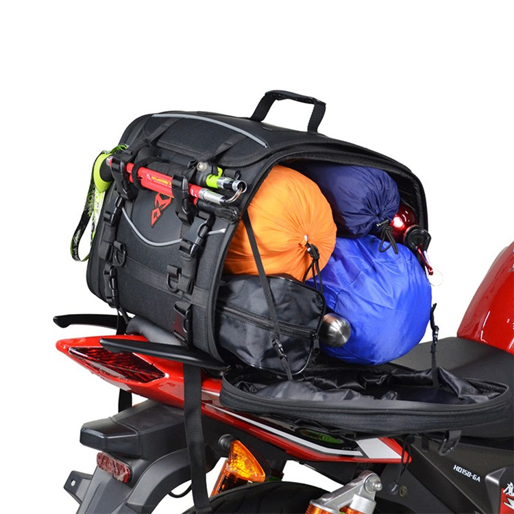 (50L) Oxford Motorrad Hecktasche Rücksitz Organizer Tasche mit Tragegurt / Reflektoren / Regenschutz - Schwarz