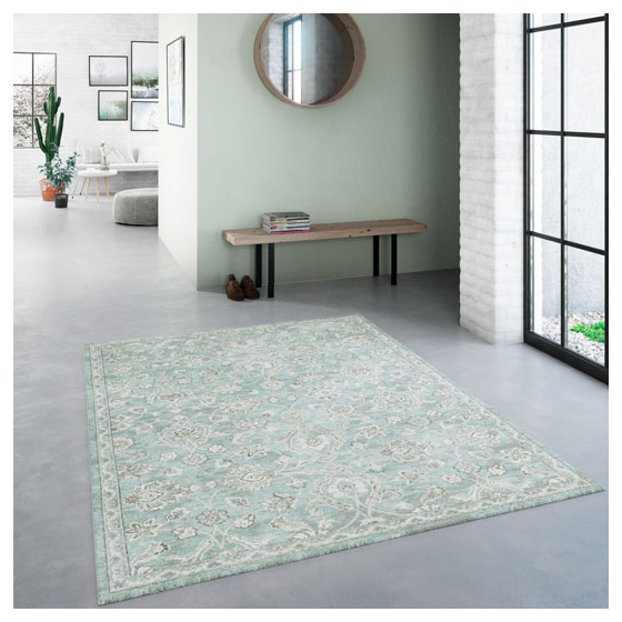 Tapis à motif floral oriental - nora - bleu - 120 x 170 cm