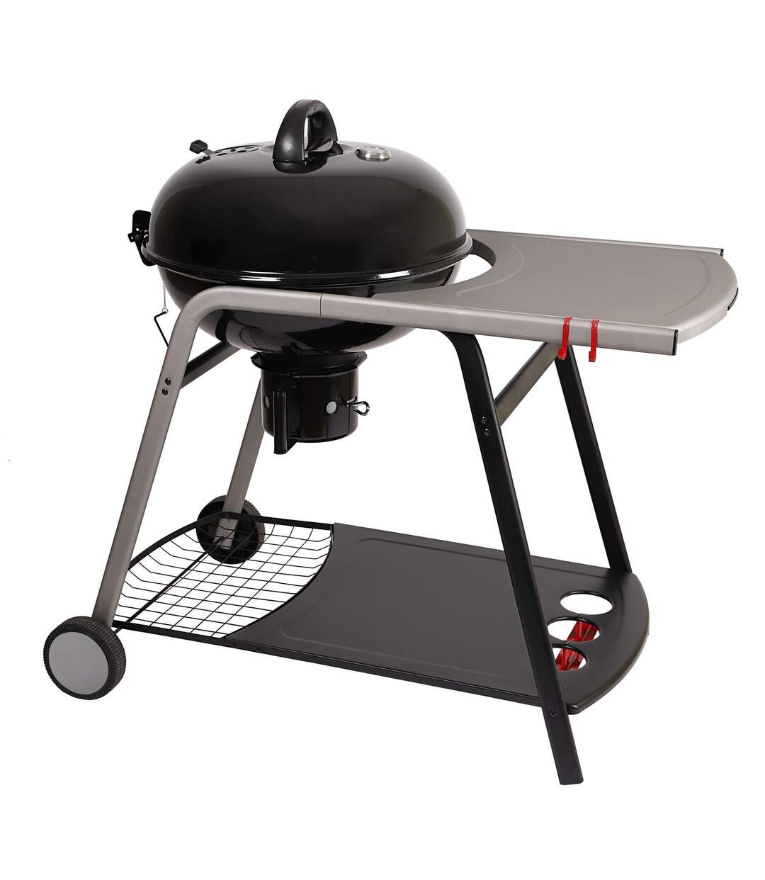 Barbecue à charbon avec tablette Pyla - Diam. 55 cm - Noir