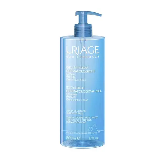 Uriage Gel de Limpeza Corporal Dermatológico Suave Ultranutritivo, Sem Sabão, para Pele Sensível, 500ml