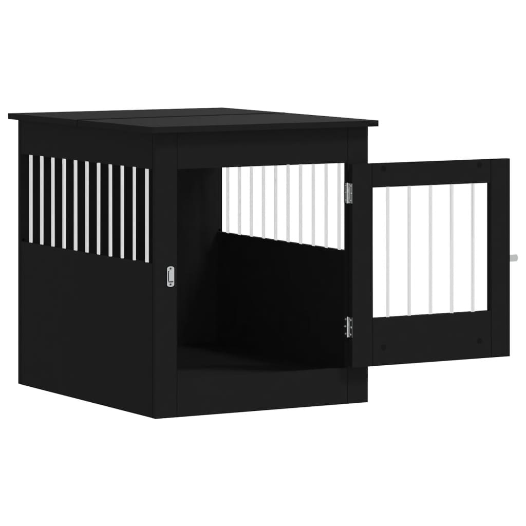 Meuble de cage pour chiens noir 64,5x80x71 cm bois d'ingénierie