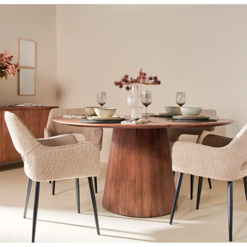 Mokka Ronde Eettafel Lichtbruin - Ø120cm