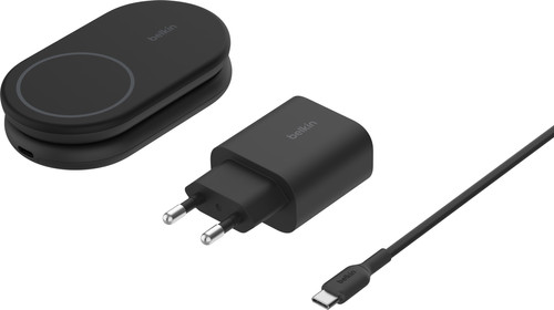 Belkin Boost Charge MagSafe en Qi2 2-in-1 Draadloze Oplader 15W met Standaard Zwart