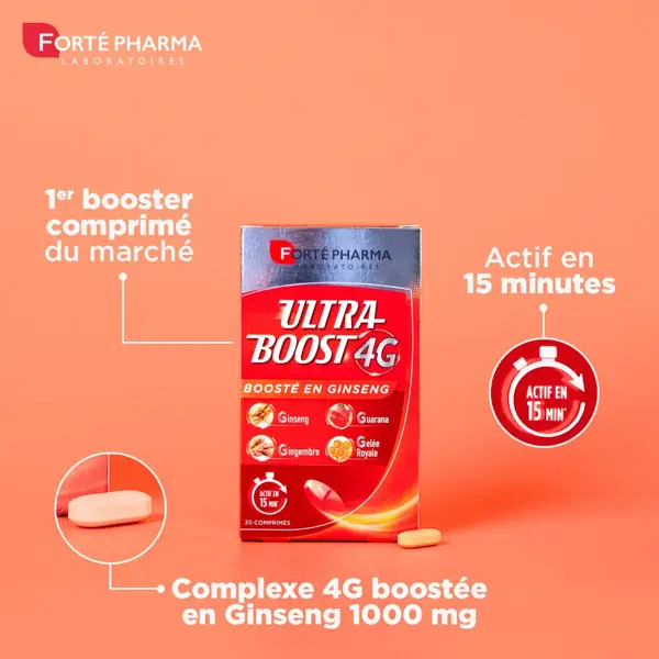 Forté Pharma Ultra Boost 4G Energia Antifadiga Ginseng Guaraná 30 comprimidos