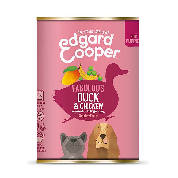 Edgard & Cooper Puppy Blikjes Eend en Kip 6 x 400 gram