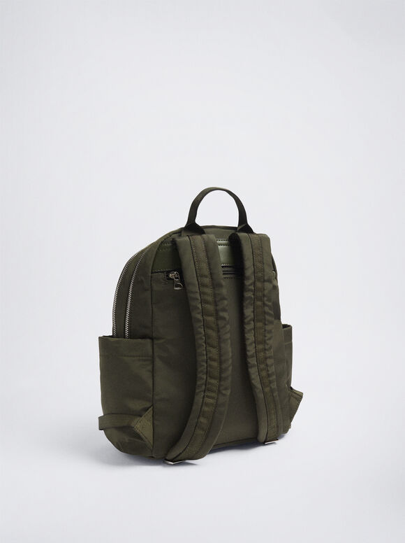 Mochila de nylon com pingente - Cáqui