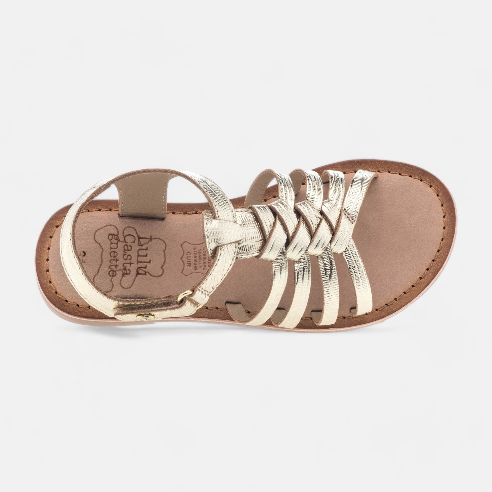 Nu-pieds Fille en cuir or