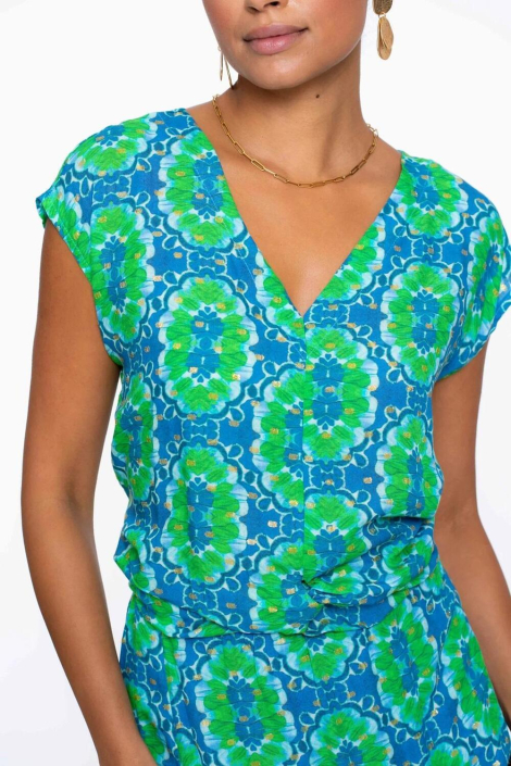 Geisha blauwe dames top