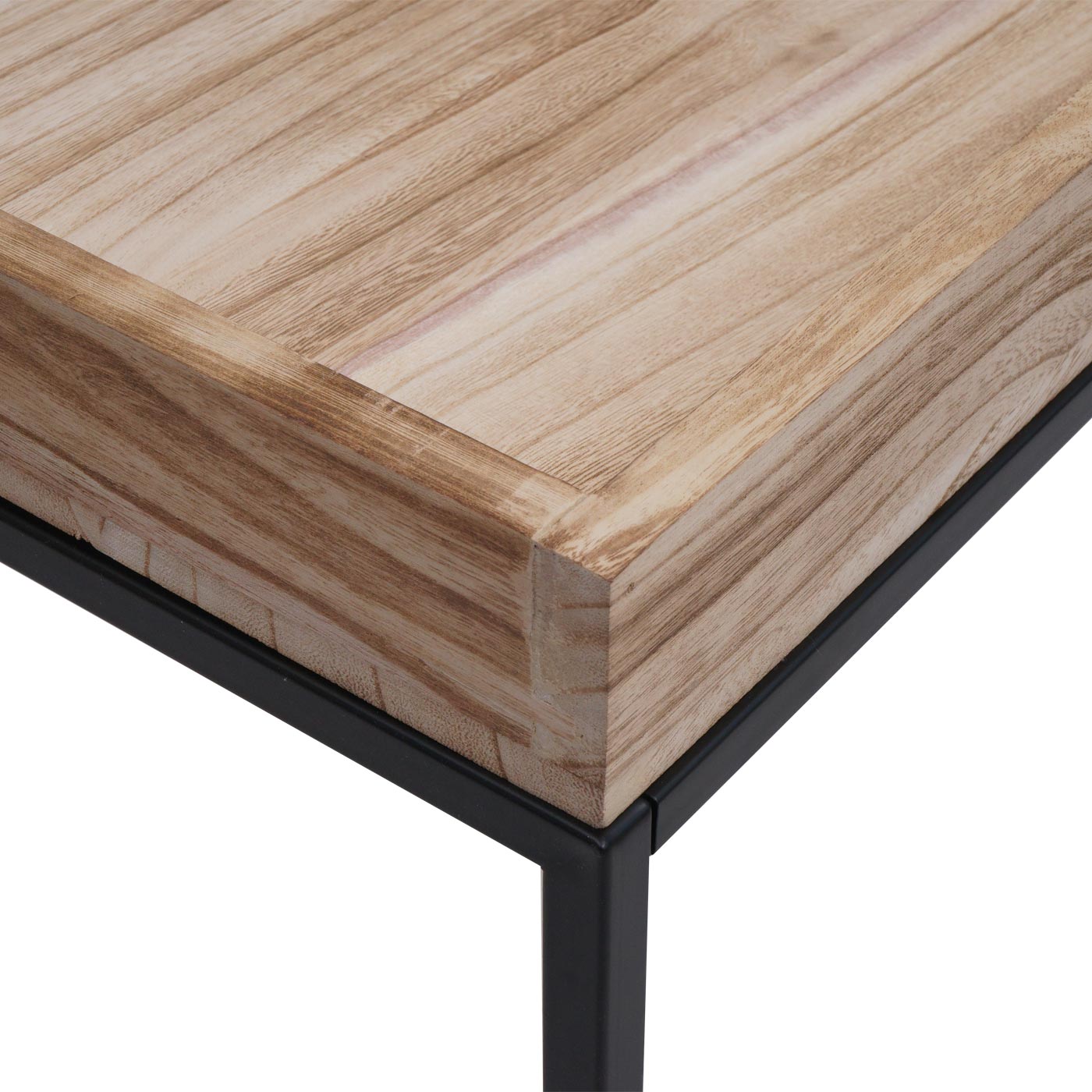 Couchtisch MCW-K71, Kaffeetisch Beistelltisch Tisch, Holz massiv Metall 46x110x60cm ~ naturfarben
