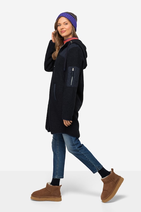 Hoodie-Jacke, Teddyfleece, Kapuze, Langarm, OEKO-TEX