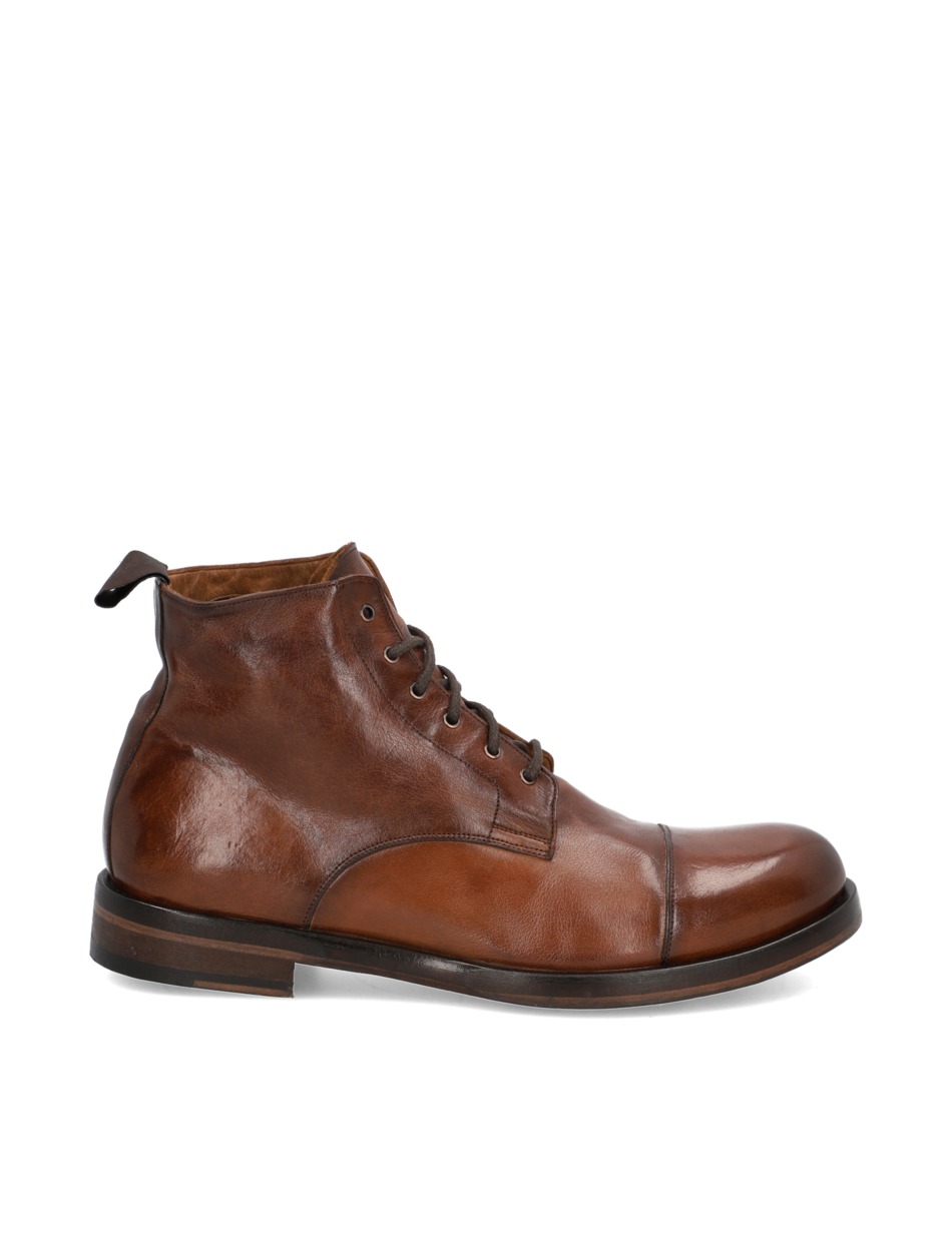 Glattleder Schnürstiefelette
