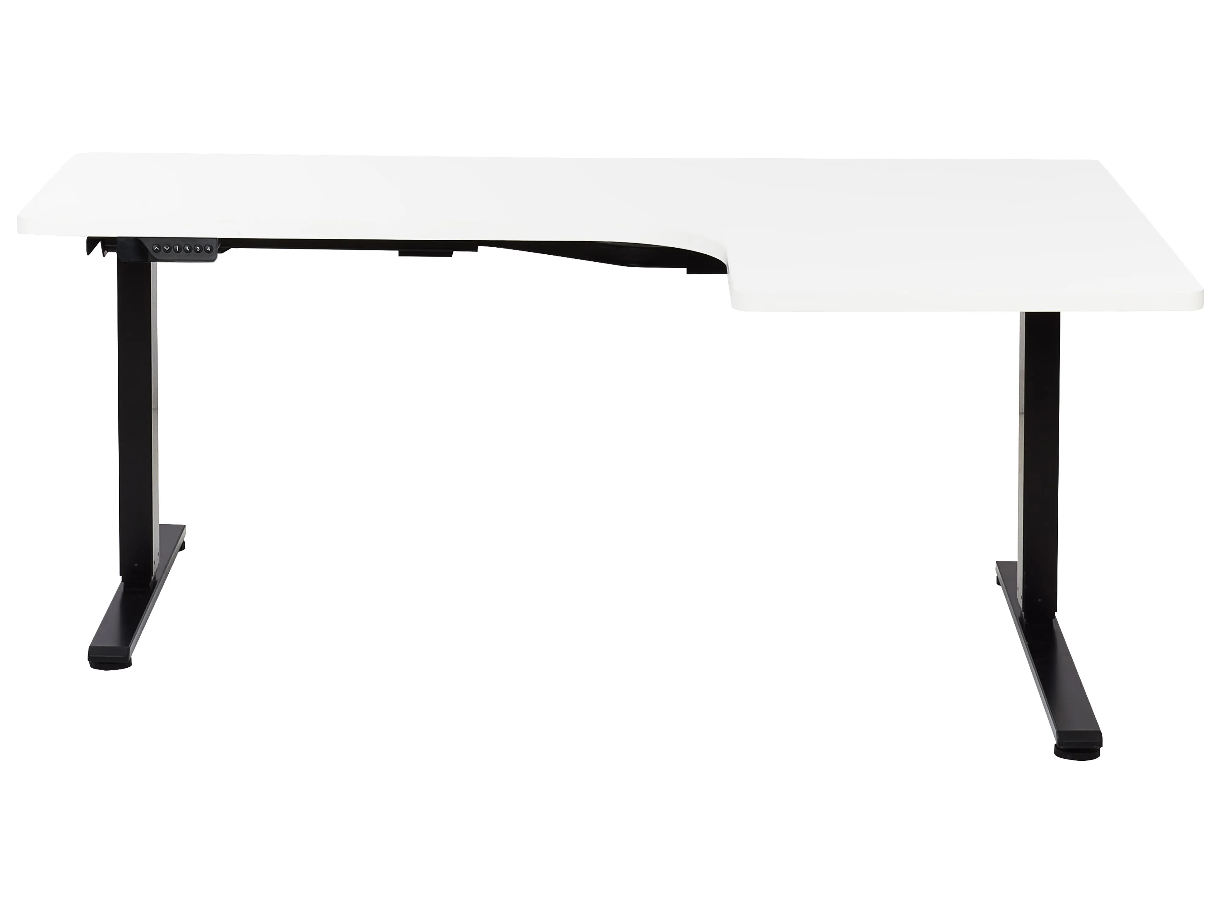 Elektrisch verstelbaar hoekbureau DESTINES Wit/zwart 160 cm 109 cm rechtszijdig