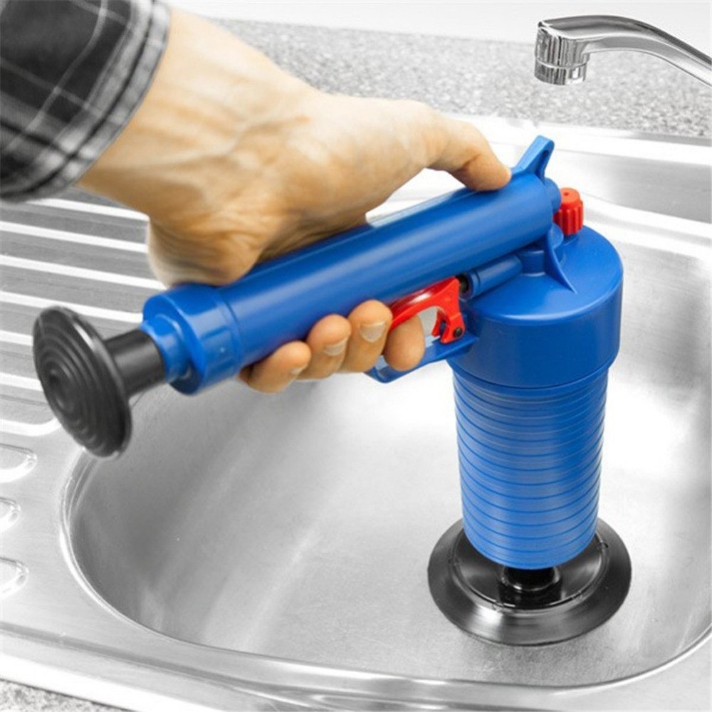 Pressluft Druckluft Rohrreinigungspistole Abfluss Pumpe für WC / Bad / Küche   4 Aufsätze