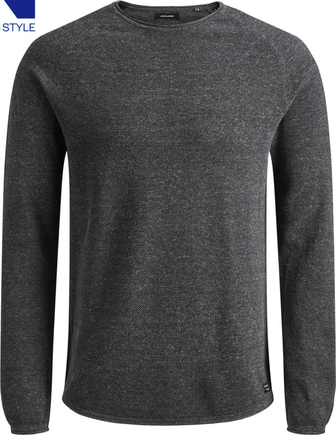 Jack & Jones JJEHILL KNIT CREW NECK NOOS Dark grey melange