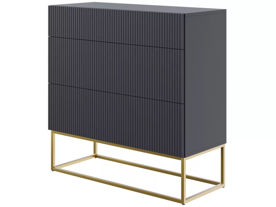 Commode avec tiroirs - 90 cm - noir - VELDIO