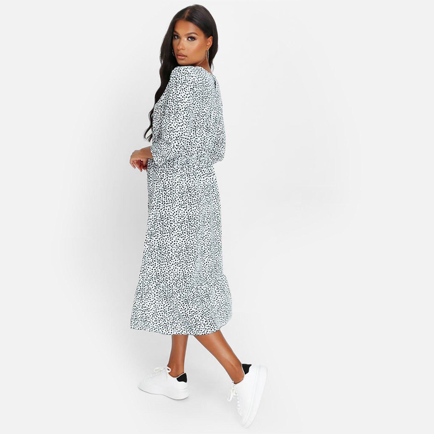 I Saw It First ISAWITFIRST Spot Print Smock Midi Dress