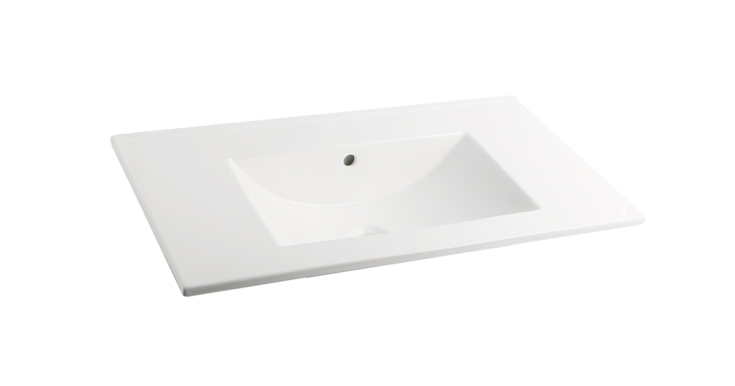 Fontana Rovigo badmeubel 80cm met witte wastafel zonder kraangat kasteel bruin