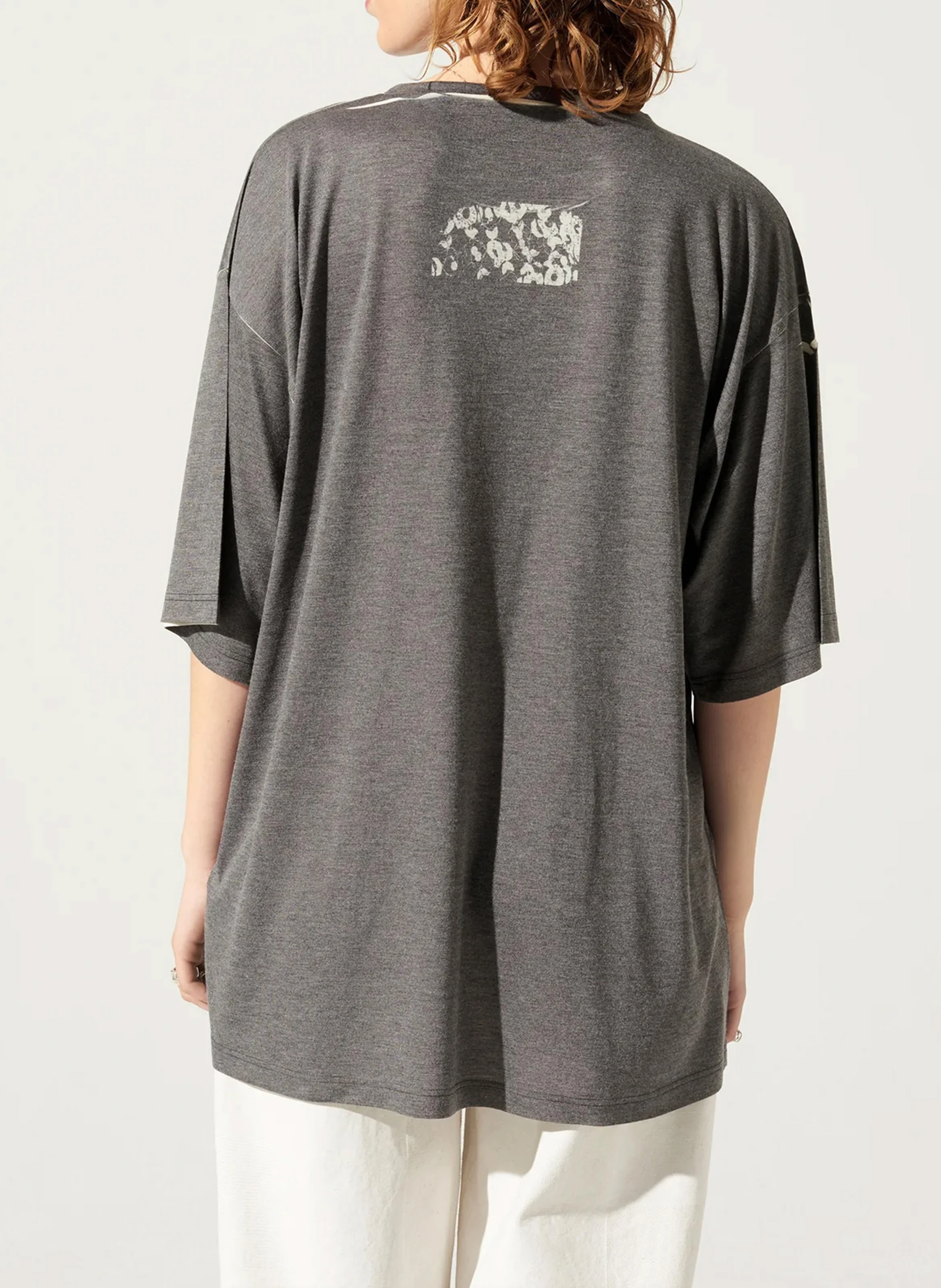 Tee-shirt col rond ample imprimé | Bleu