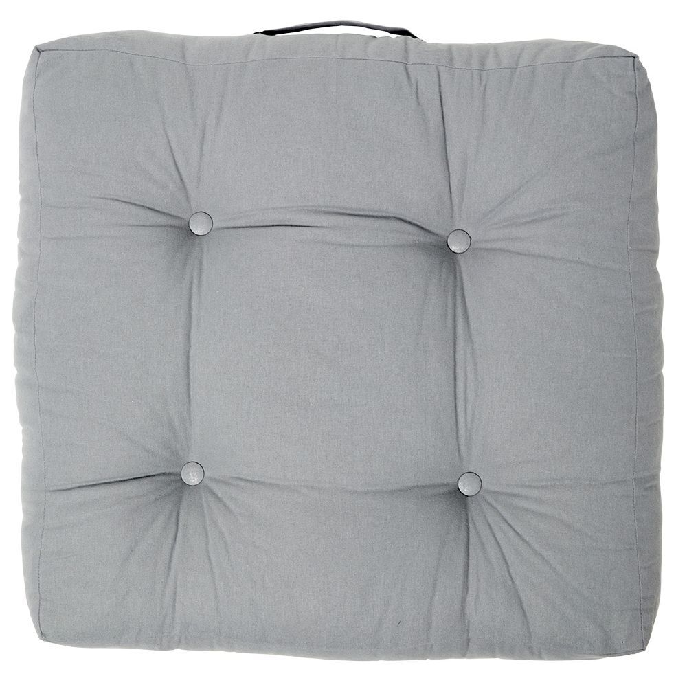 Coussin de sol vert ou gris 100% coton L66xl66xH15cm