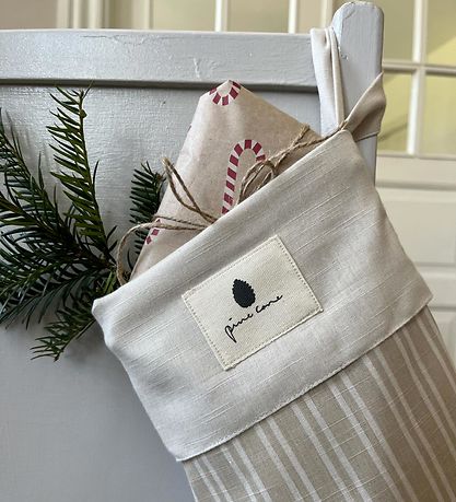 Pine Cone Julesok -  Grøndma's Christmas Sock - Beige Stripe