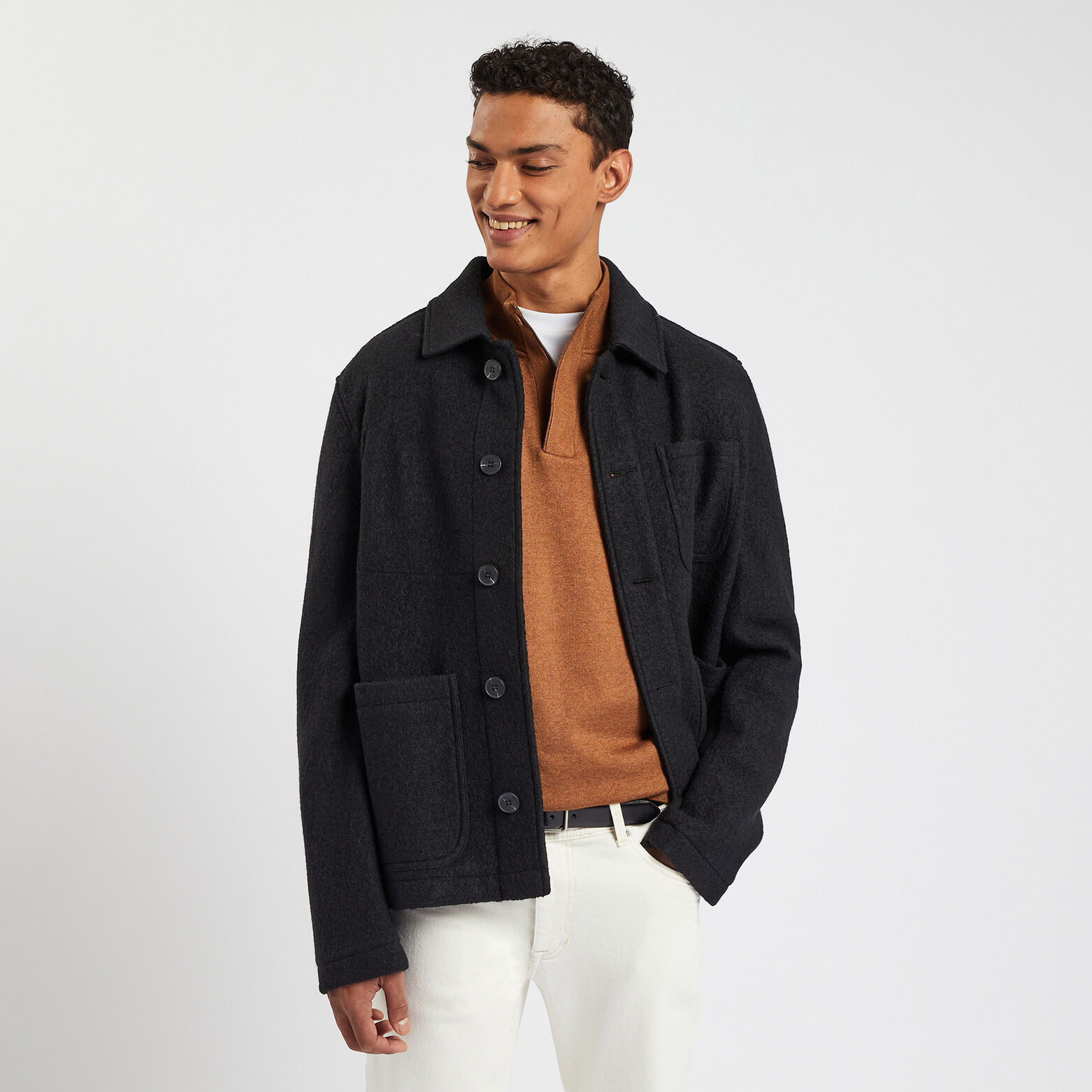 Veste 3 poches en laine Noir