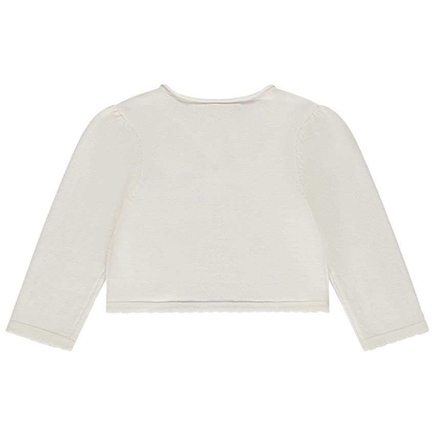 Gilet en tricot avec broderie pomme pour bébé fille - Ecru