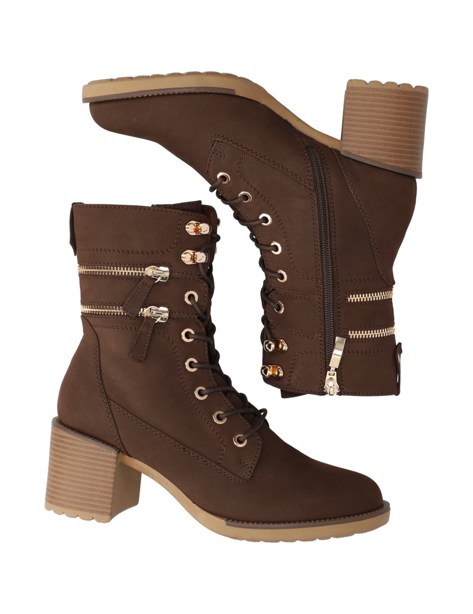 Nubukleder Schnürstiefelette
