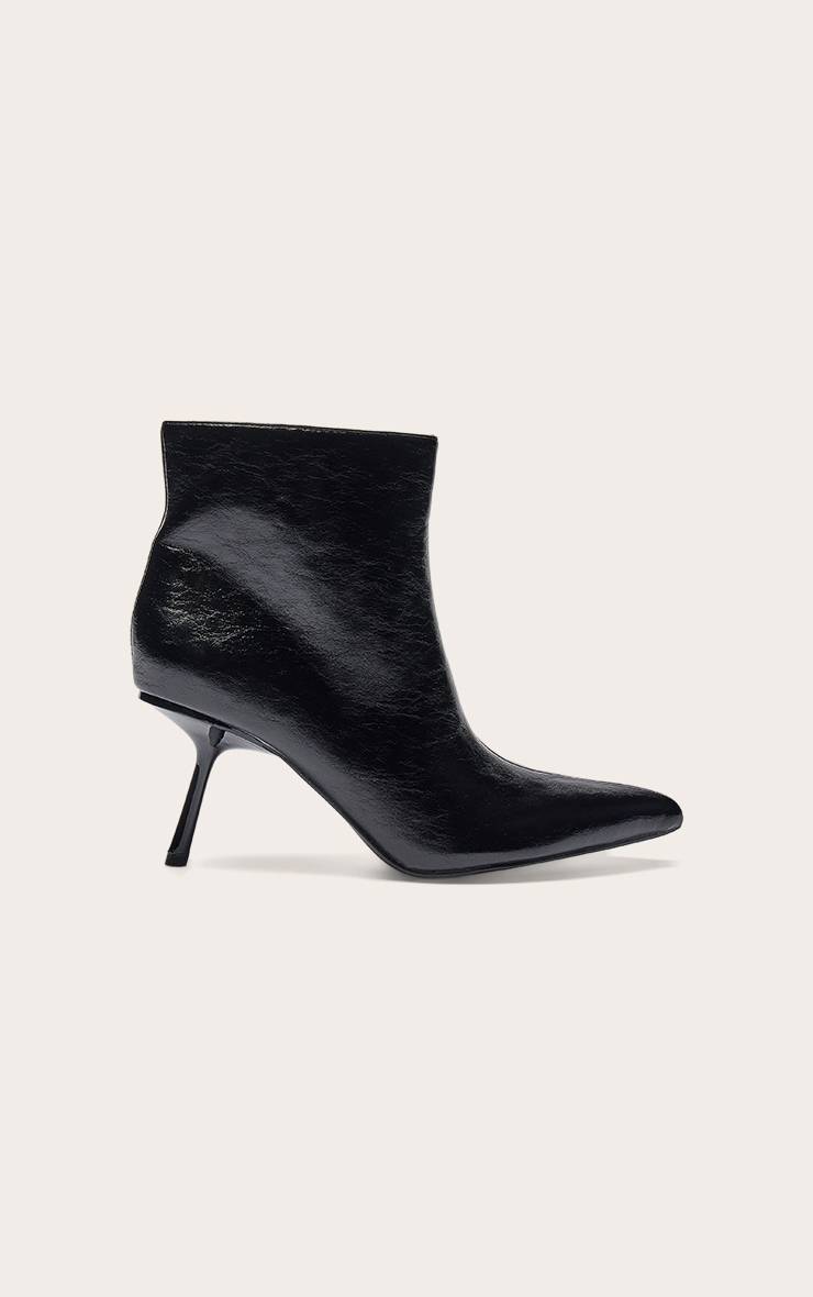 Noir Bottines À Talons Bout Pointu En Synthétique Plissé